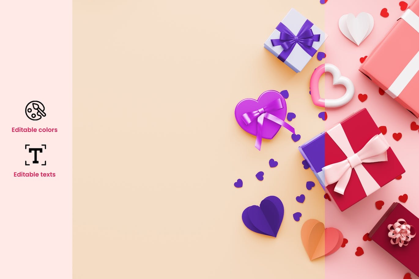 3D渲染情人节传单背景模板 Valentines Flyer Background 设计素材 第2张