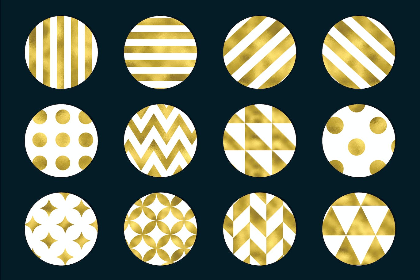几何金箔无缝图案 Gold Foil Geometric PSD Patterns 图片素材 第3张