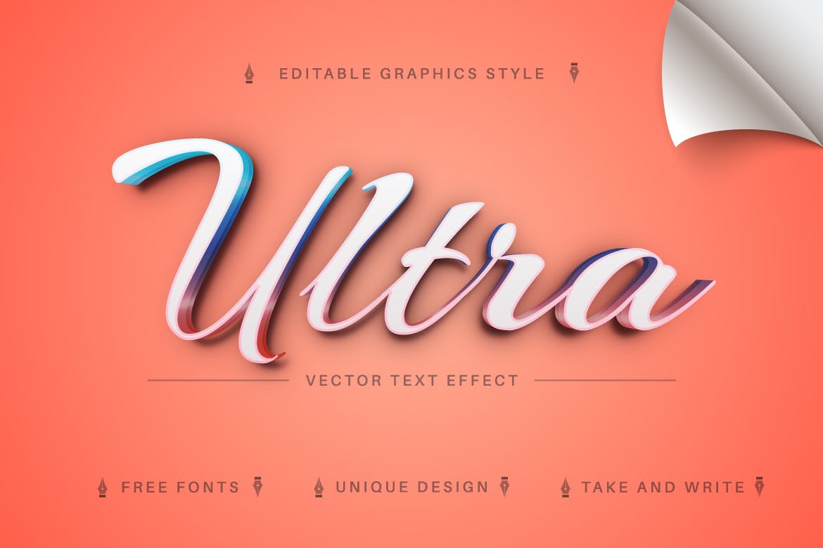 3D连字矢量文字效果字体样式 Beauty Stroke – Editable Text Effect, Font Style 插件预设 第3张