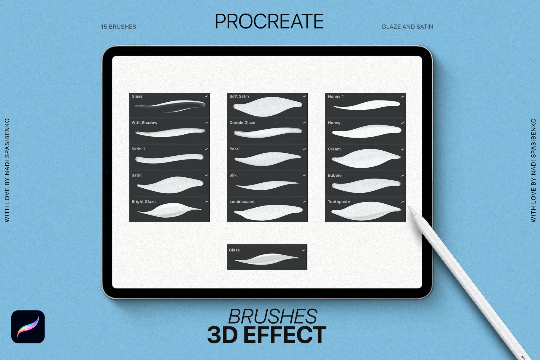 3D效果Procreate画笔 3D effect Procreate Brushes 笔刷资源 第3张