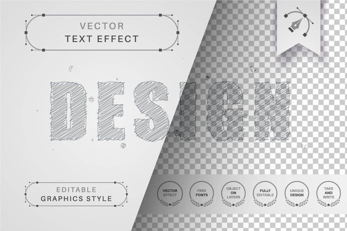 铅笔绘图矢量文字效果字体样式 Pencil Drawing – Editable Text Effect, Font Style 插件预设 第3张