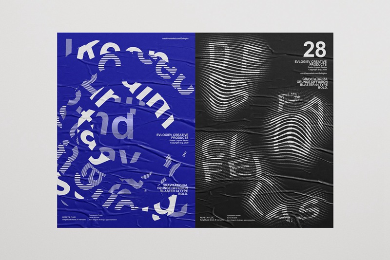 20个潮流抽象视觉海报标题特效字体设计智能贴图样机模板 Typographic Poster Layouts No.01 样机素材 第4张
