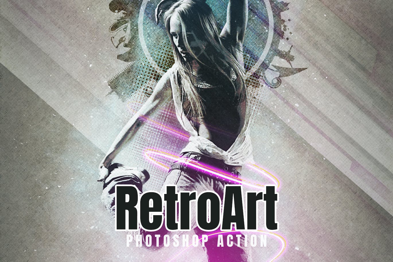 复古艺术照片处理效果PS动作模板 RetroArt – Photoshop Action 插件预设 第1张