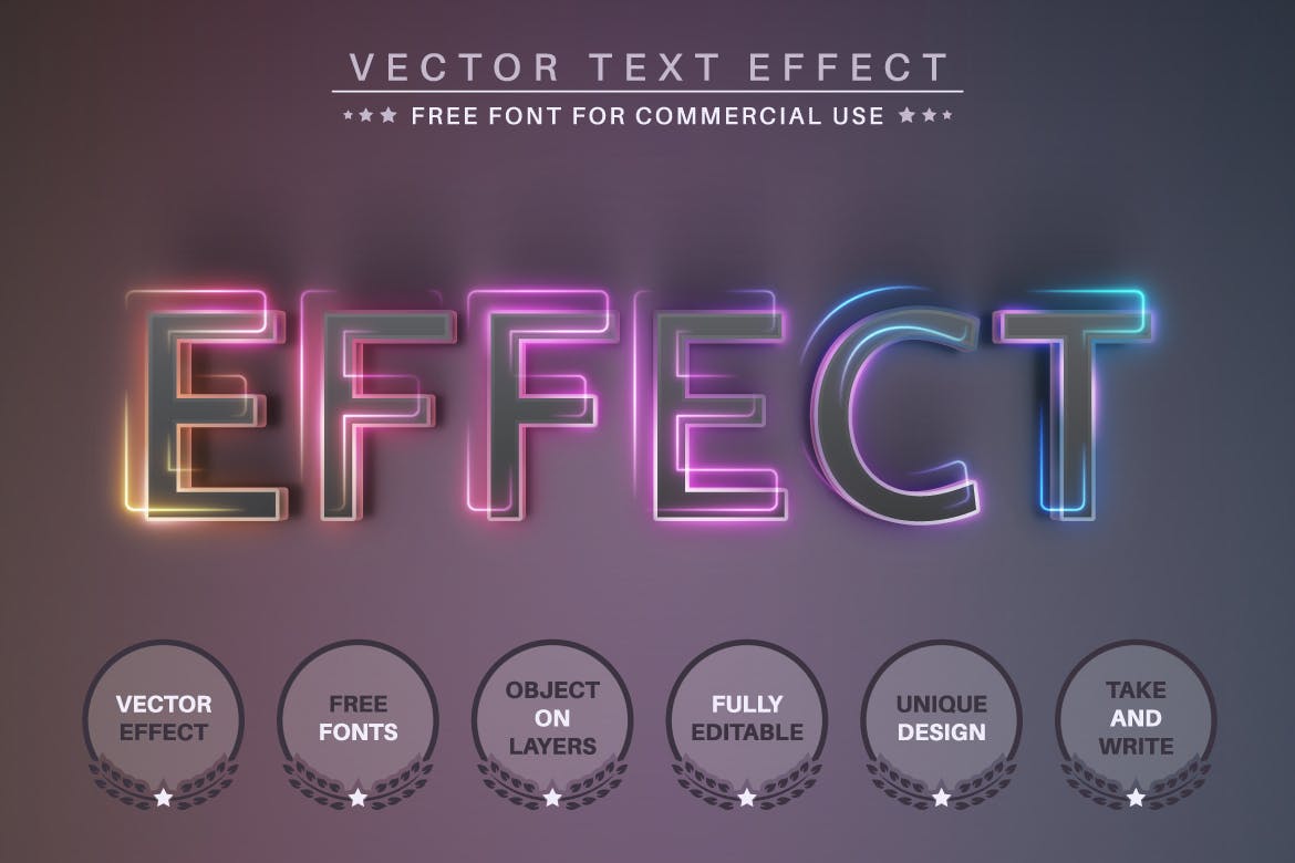发光渐变矢量文字效果字体样式 Design Unicorn – Editable Text Effect, Font Style 插件预设 第6张