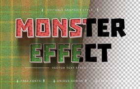 怪物纹理矢量文字效果字体样式 Monster – Editable Text Effect, Font Style