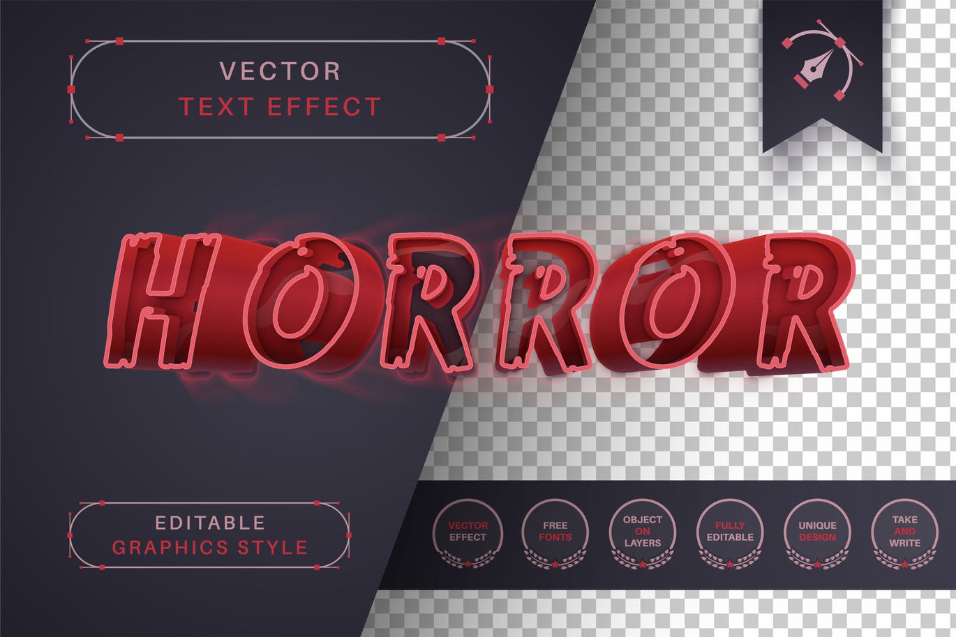 红色恐怖矢量文字效果字体样式 Horror Stroke – Editable Text Effect, Font Style 插件预设 第1张