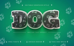宠物狗元素矢量文字效果字体样式 Pet Animal Dog – Editable Text Effect, Font Style