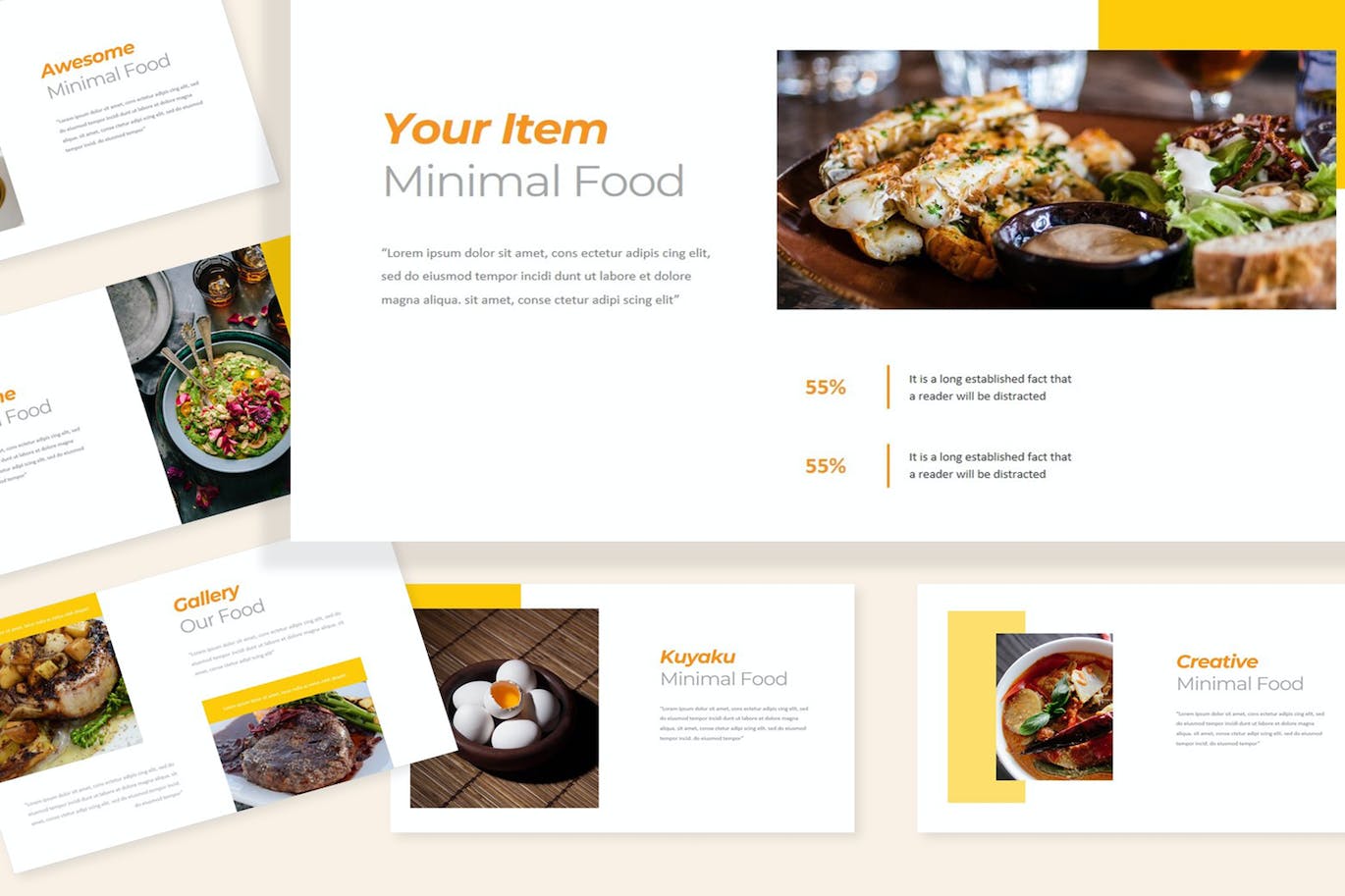 美食食品展示谷歌幻灯片模板 kuyaku Foods Google Slide 幻灯图表 第1张