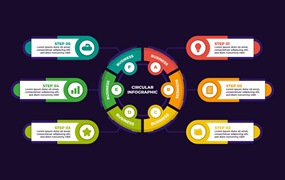 圆形图商业信息图表模板 Circular Diagram Business Infographic Template