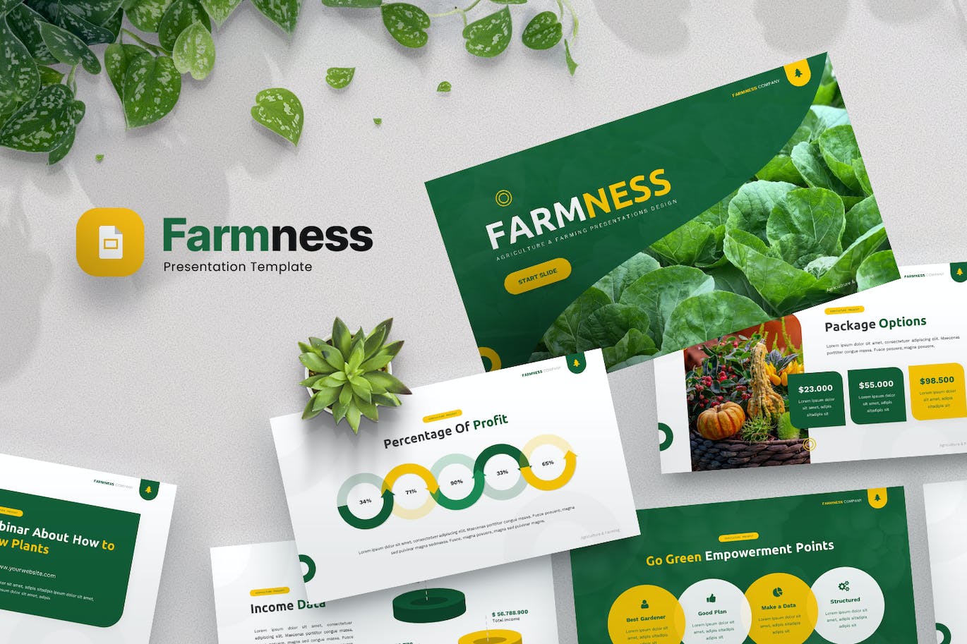 蔬果和农业Google幻灯片模板下载 Farmness – Agriculture Google Slides Template 幻灯图表 第1张