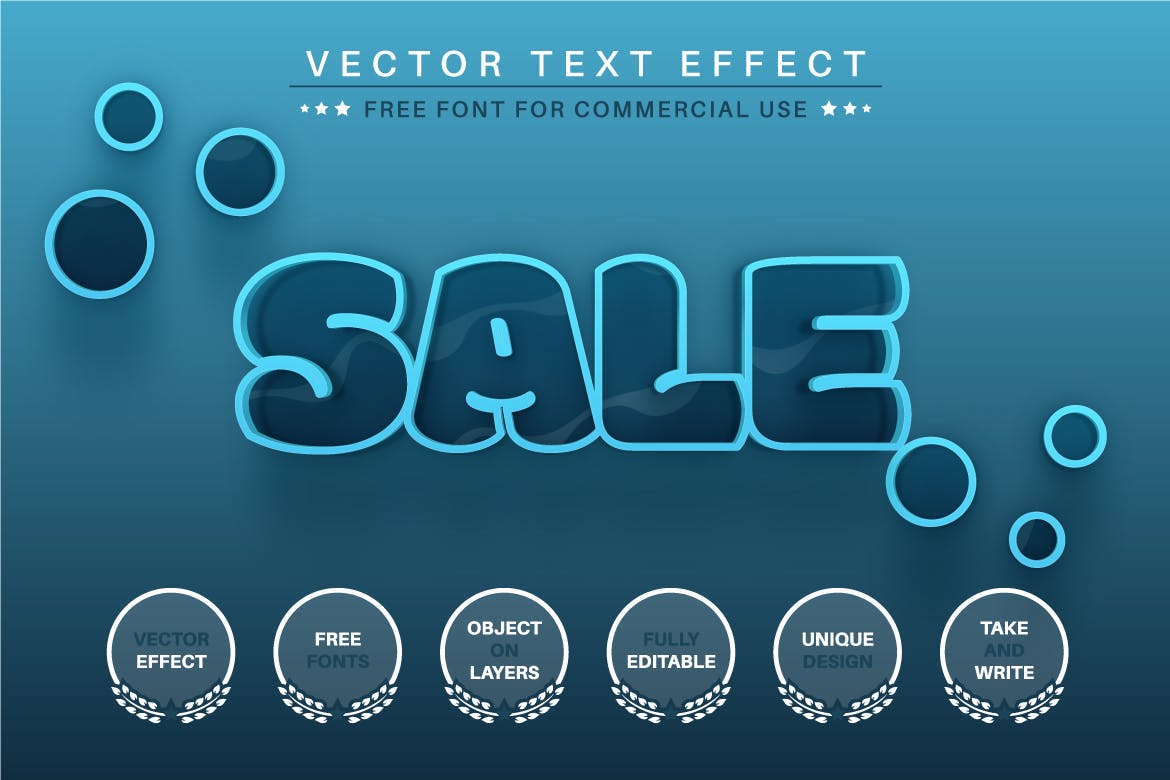 蓝色水滴矢量文字效果字体样式 Drop Water – Editable Text Effect, Font Style 插件预设 第5张
