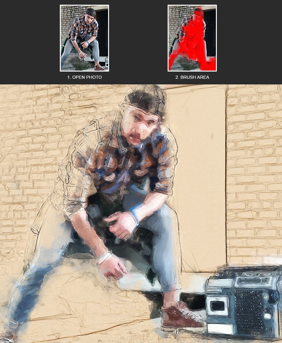 混合艺术照片处理效果PS动作模板 MixedArt – Photoshop Action 插件预设 第5张