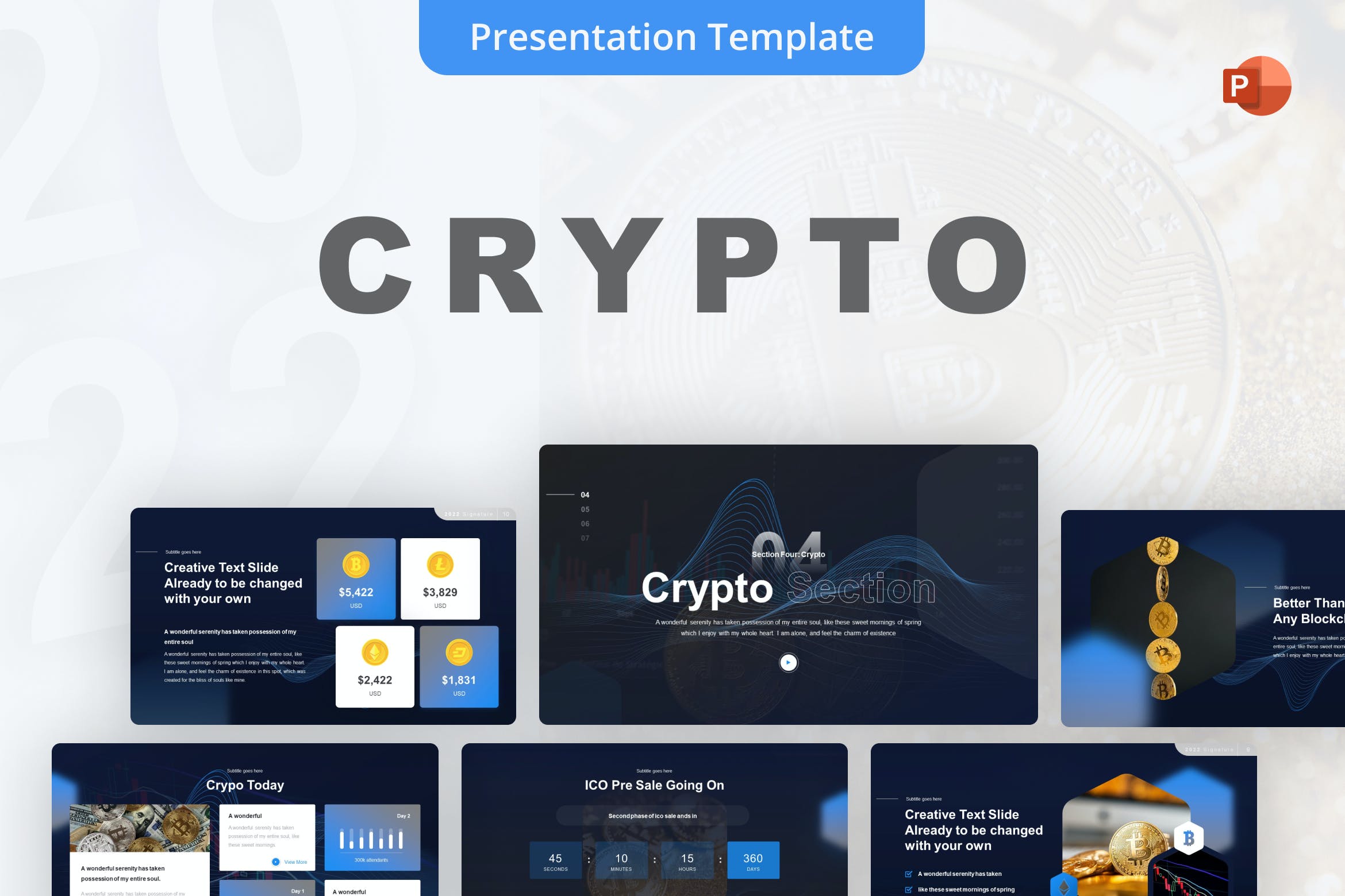加密货币Powerpoint模板下载 Crypto PowerPoint Template 幻灯图表 第1张