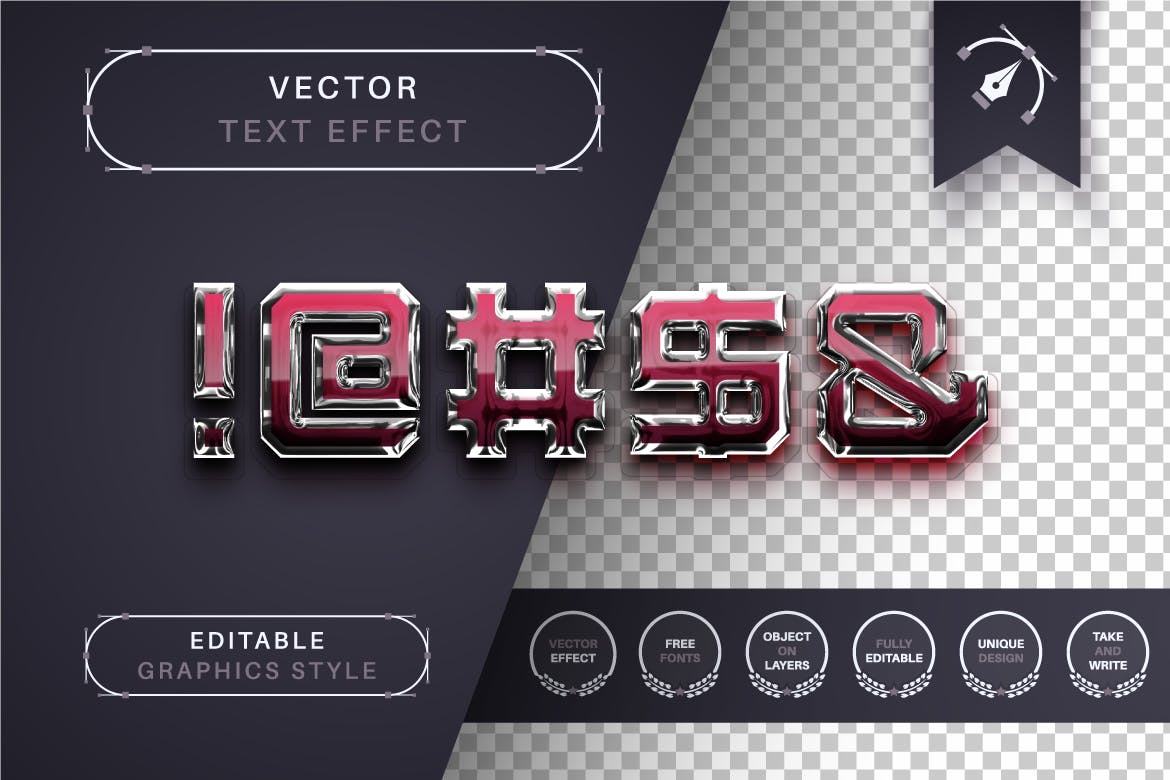 水晶不锈钢矢量文字效果字体样式 Reflect Steel – Editable Text Effect, Font Style 插件预设 第2张