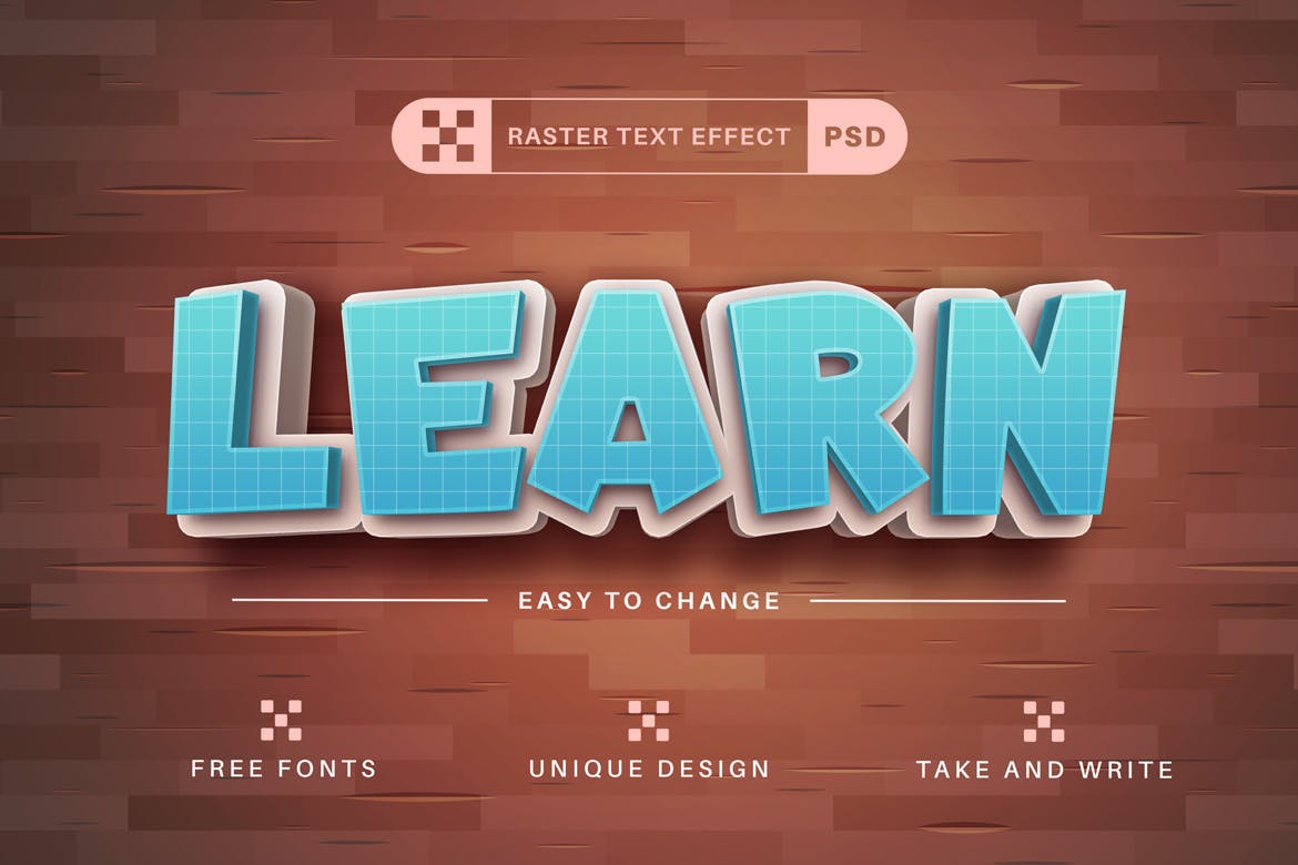 可爱3D学校文字效果字体样式 Cute School – Editable Text Effect, Font Style 插件预设 第3张