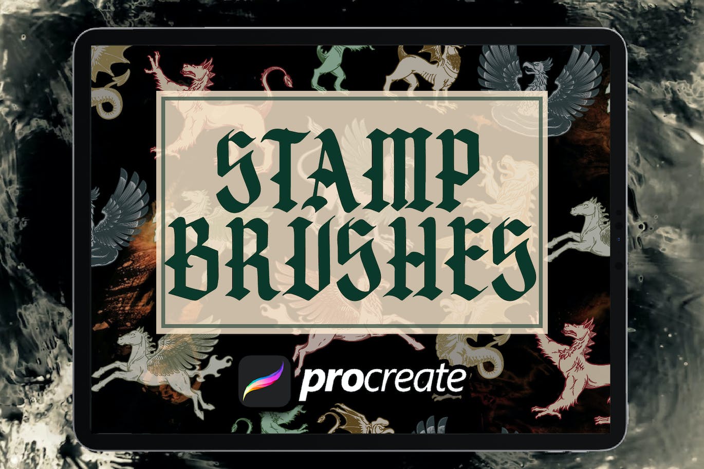 怪物动物Procreate印章绘画笔刷素材 Heraldic Monster Stamp Brush Procreate 笔刷资源 第3张