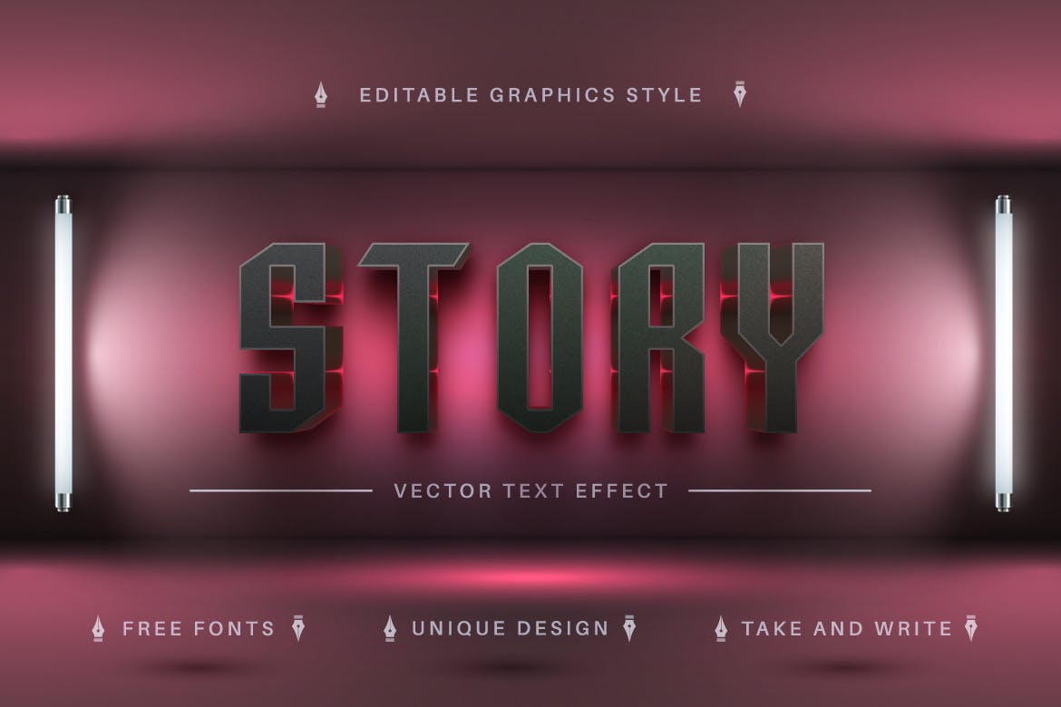 粉光金属感矢量文字效果字体样式 Pink Lovely – Editable Text Effect, Font Style 插件预设 第5张