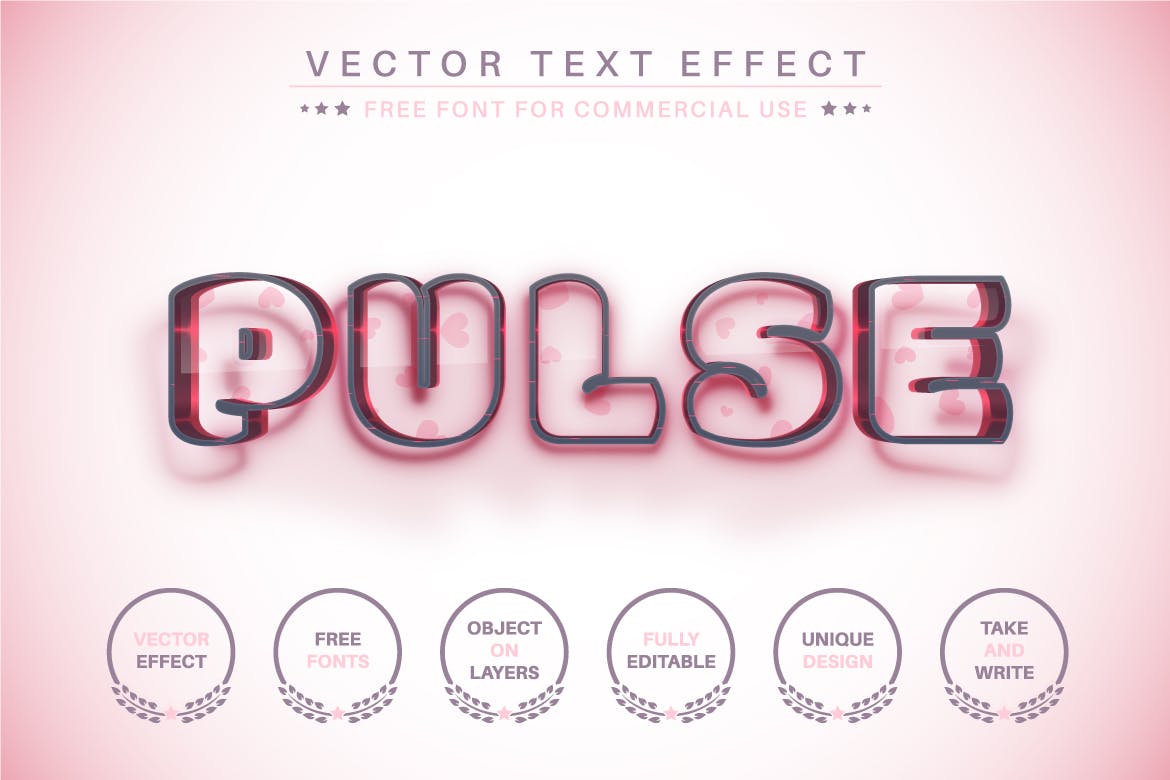 心形轮廓矢量文字效果字体样式 Heart Outline – Editable Text Effect, Font Style 插件预设 第5张