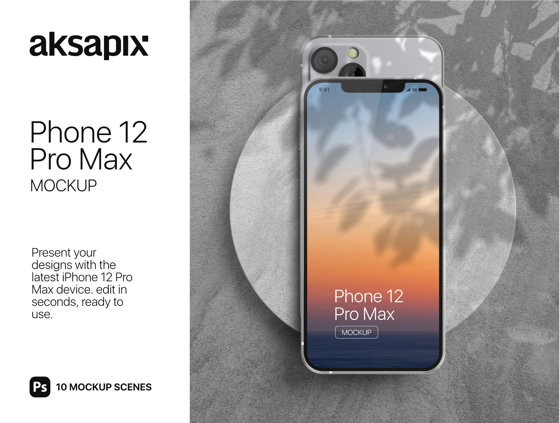 高质量IPhone 12手机场景带光影PSD样机 iPhone 12 Pro Max Mockup V.01 样机素材 第1张