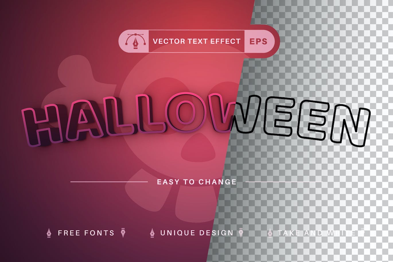 万圣节矢量文字效果字体样式 Halloween – Editable Text Effect, Font Style 插件预设 第1张