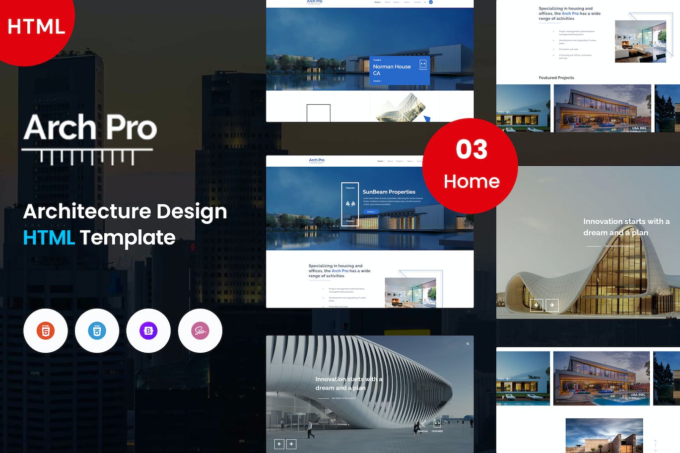 建筑与室内设计网站模板 Arch Pro – Architecture and Interior Design APP UI 第1张