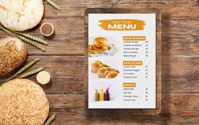 食物菜单单页纸张样机v2 Food Menu Mockup v2