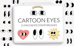 复古卡通眼睛Procreate印章笔刷 Retro cartoon eyes Procreate stamp brushes.