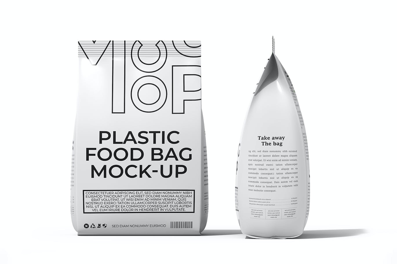 哑光塑料食品包装袋PSD样机 Matte Plastic Food Packaging Bag PSD Mockup 样机素材 第6张