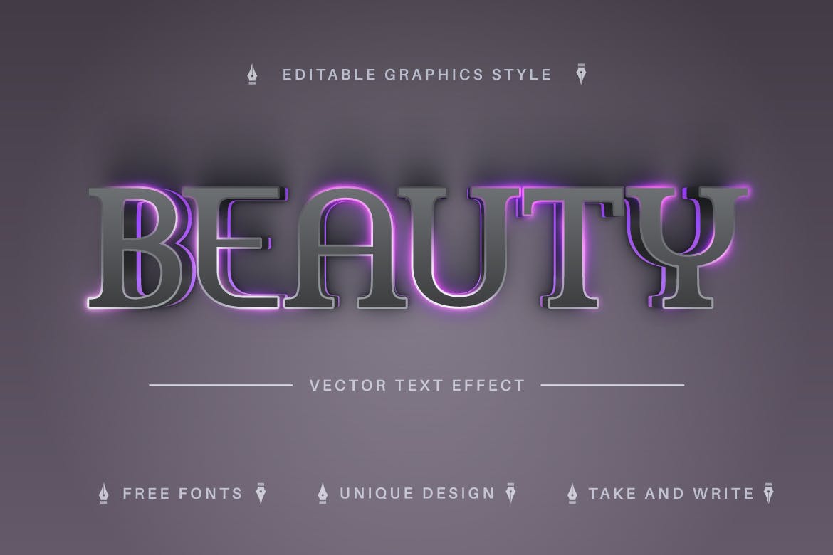 黑色发光矢量文字效果字体样式 Garland – Editable Text Effect, Font Style 插件预设 第6张