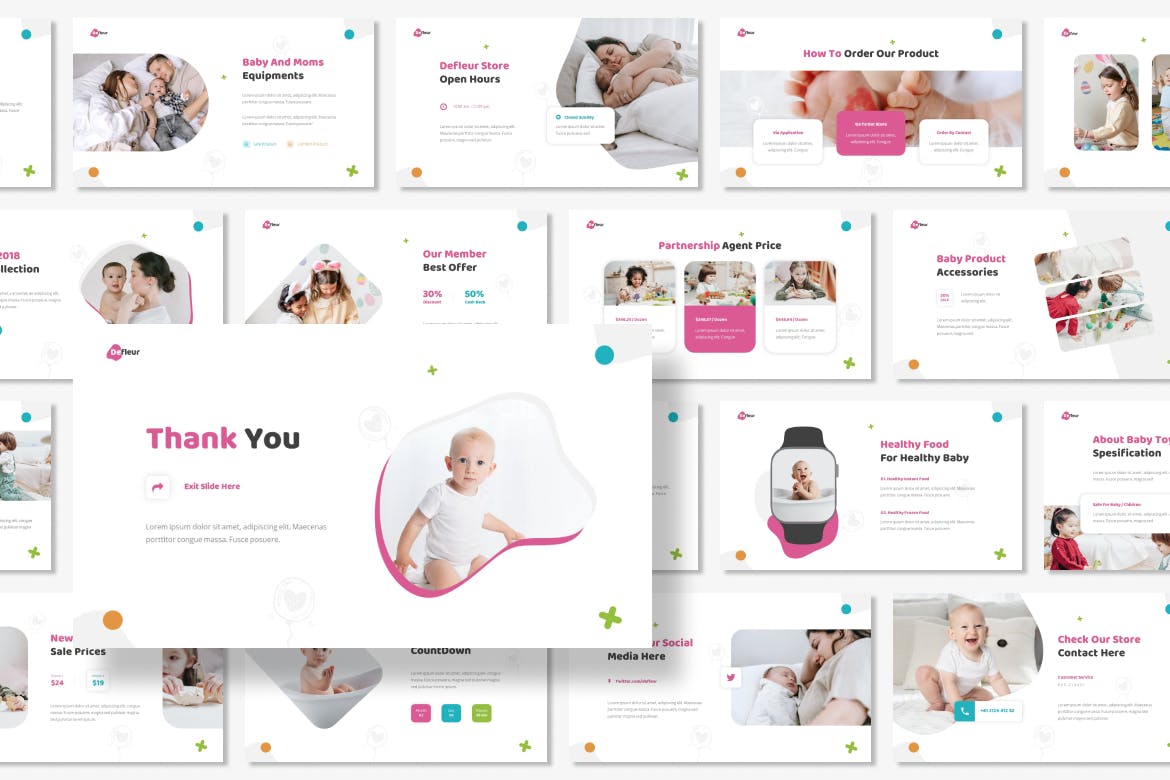 婴儿产品演示文稿PPT模板 Defleur – Baby Product Presentation PowerPoint 幻灯图表 第3张