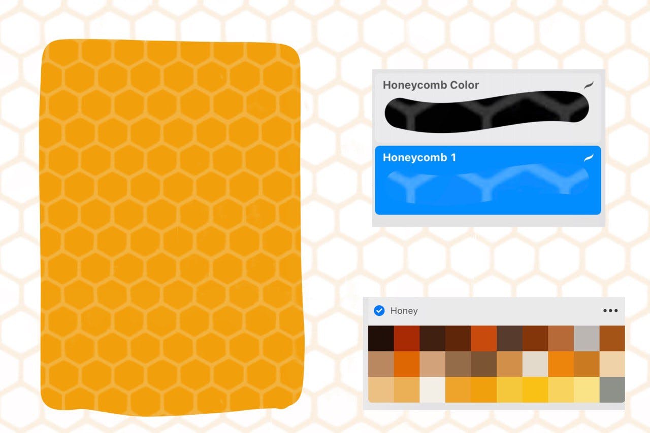 蜂窝状图案Procreate笔刷 Honeycomb Pattern Brushes Procreate 笔刷资源 第2张