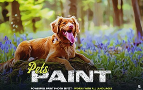 宠物卡通绘画PS照片效果模板 Pets Paint Photoshop Effect