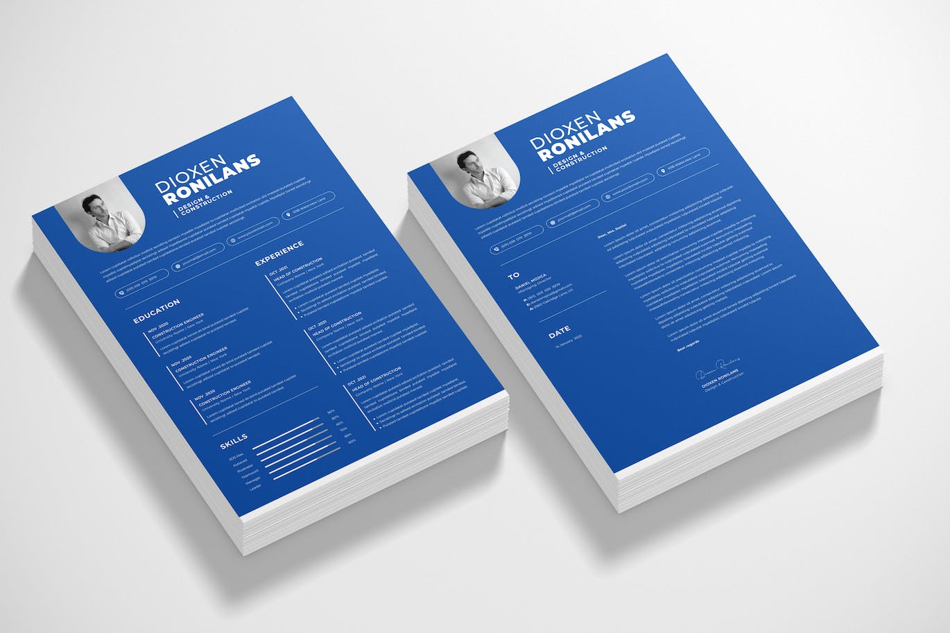极简简历和求职信设计模板 Minimal Resume And Cover Letter 幻灯图表 第1张