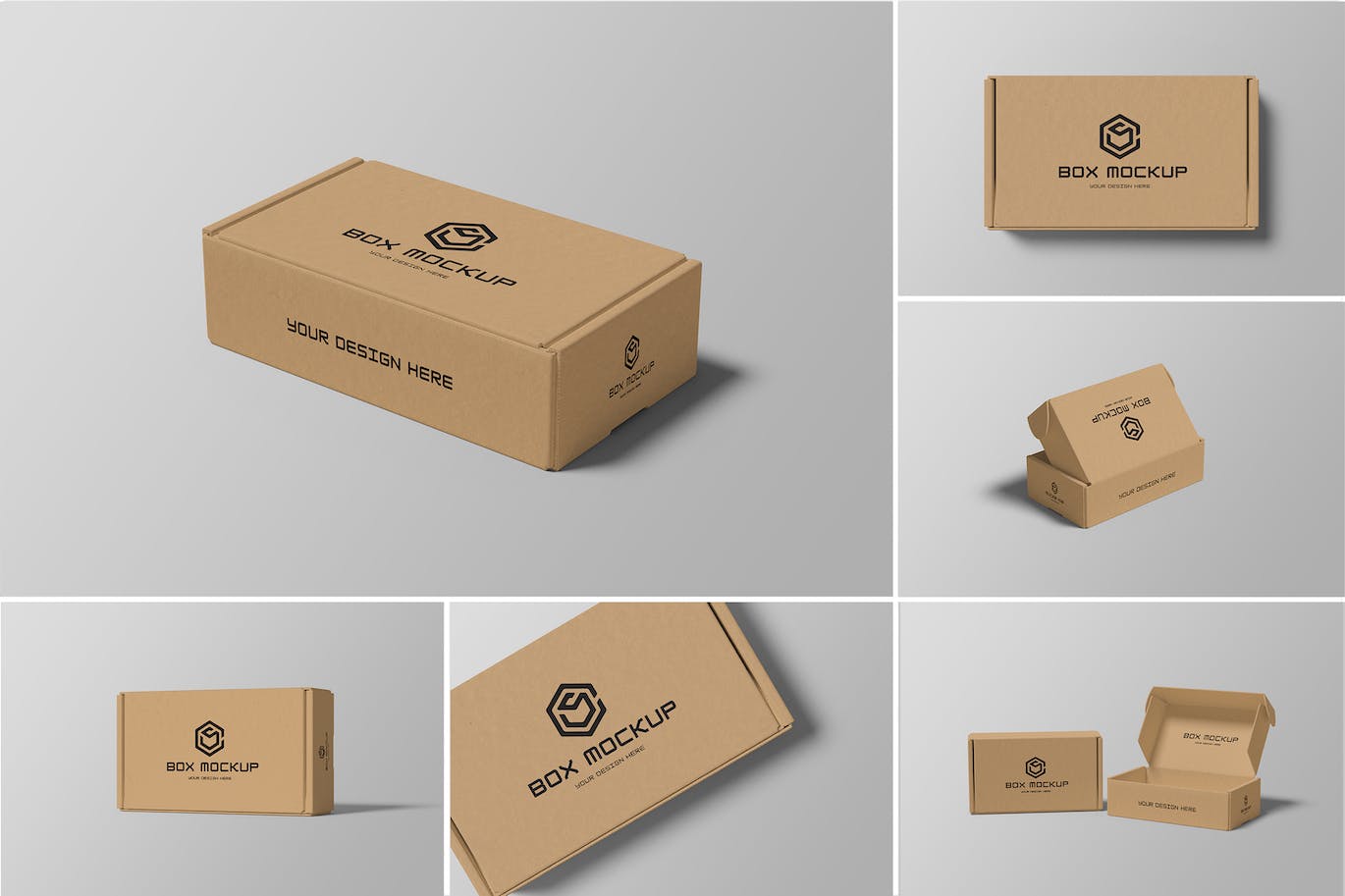 牛皮纸盒子包装样机 Box Packaging Mockup 样机素材 第1张