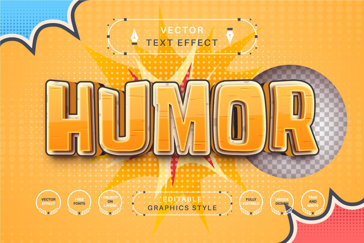 幽默漫画矢量文字效果字体样式 Humor Comic – Editable Text Effect, Font Style 插件预设 第2张