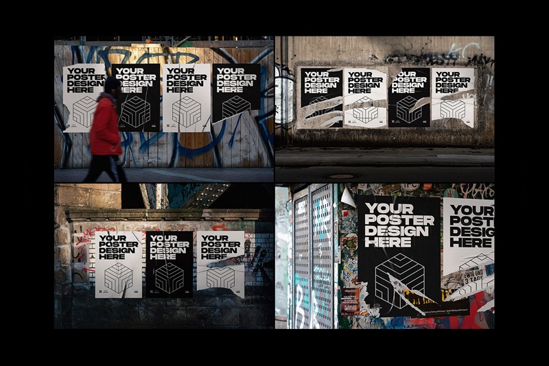 Flyerwrk 潮流4K城市竖屏海报墙模型PSD海报样机模板 Urban Poster Wall Mockups 样机素材 第7张