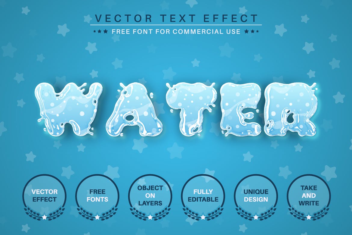 飞溅水珠矢量文字效果字体样式 Water Splash – Editable Text Effect, Font Style 插件预设 第3张