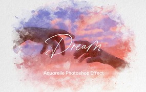 水彩风格PS照片效果模板 Aquarelle Photoshop Effect