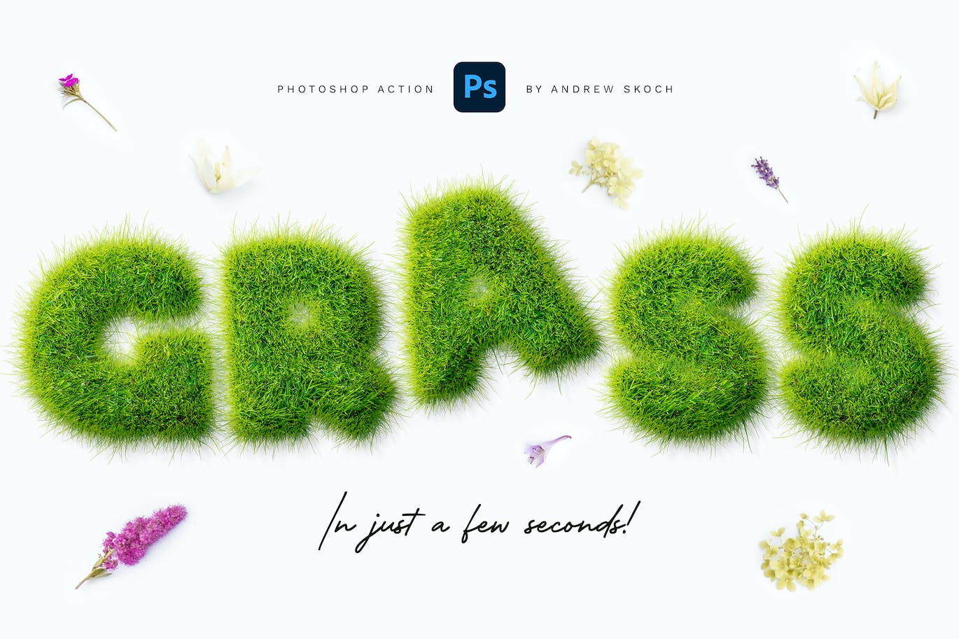 草地效果文字处理ps动作 Grass Photoshop Action 插件预设 第5张