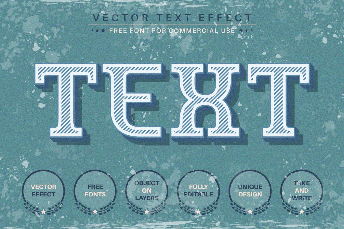 复古线条矢量文字效果字体样式 Retro Text – Editable Text Effect, Font Style 插件预设 第1张