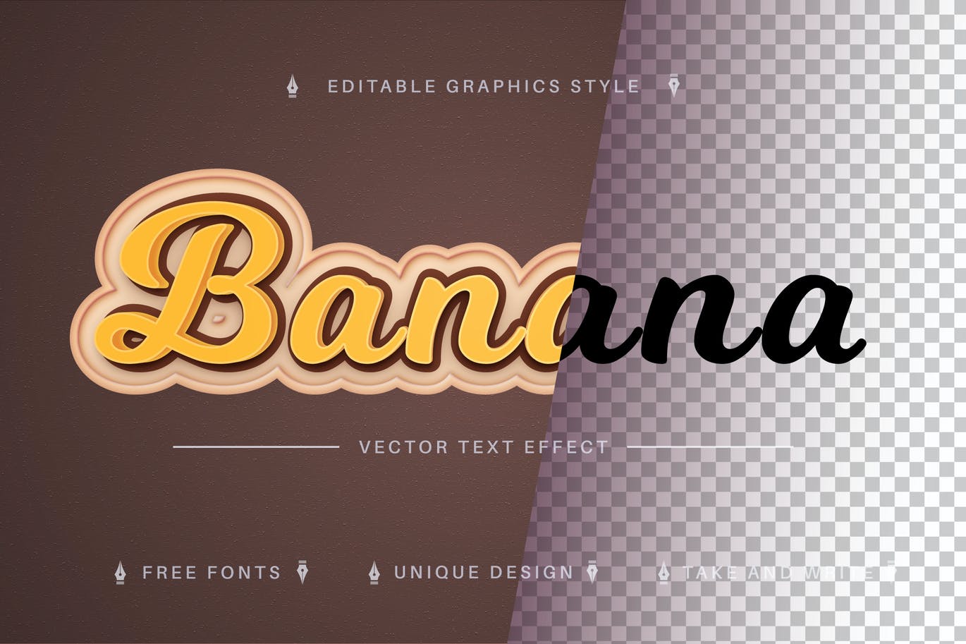 香蕉色矢量文字效果字体样式 Banana – Editable Text Effect, Font Style 插件预设 第1张