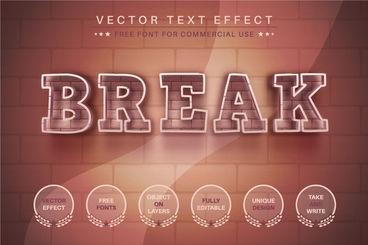 砖石纹理矢量文字效果字体样式 Brick Stone – Editable Text Effect, Font Style 插件预设 第2张