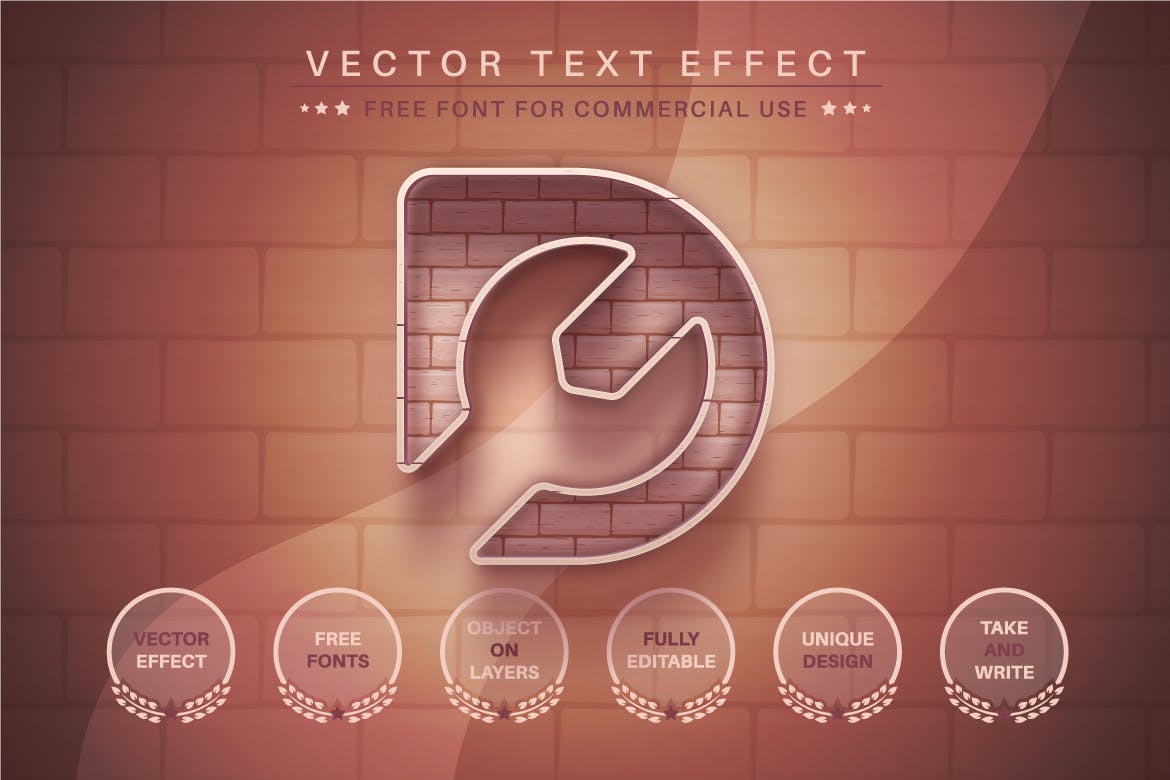 砖石纹理矢量文字效果字体样式 Brick Stone – Editable Text Effect, Font Style 插件预设 第4张
