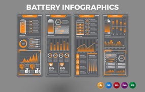电池信息图表设计模板 Battery – Infographics Design