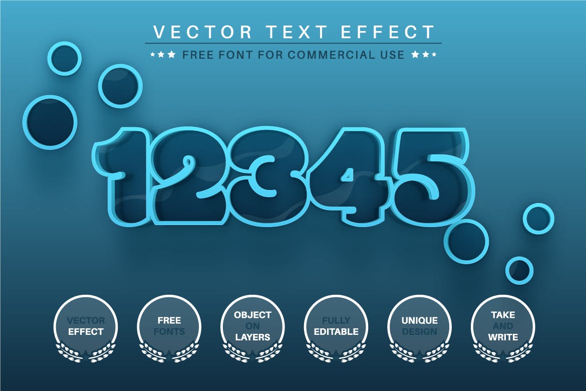 蓝色水滴矢量文字效果字体样式 Drop Water – Editable Text Effect, Font Style 插件预设 第3张