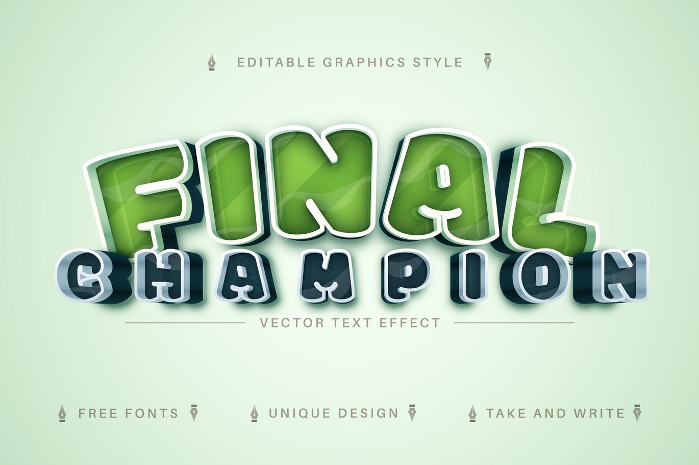 绿草纹理矢量文字效果字体样式 Champion – Editable Text Effect, Font Style 插件预设 第1张