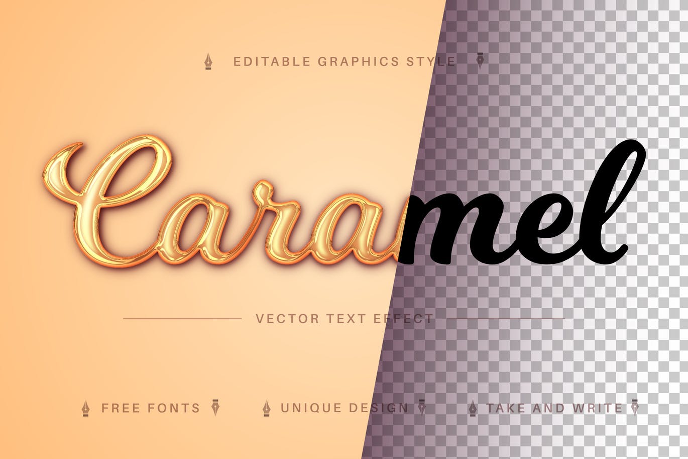 焦糖矢量文字效果字体样式 Caramel – Editable Text Effect, Font Style 插件预设 第1张