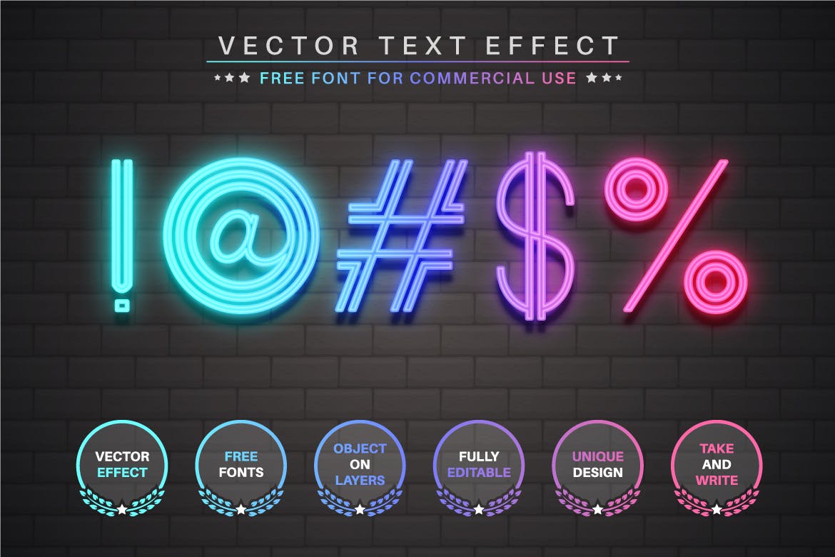 霓虹灯管矢量文字效果字体样式 Night Club – Editable Text Effect, Font Style 插件预设 第4张