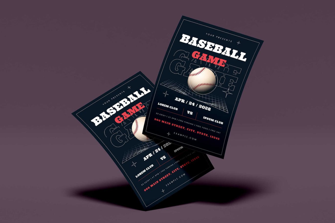 棒球比赛活动海报素材 Baseball Game Flyer Set 设计素材 第3张