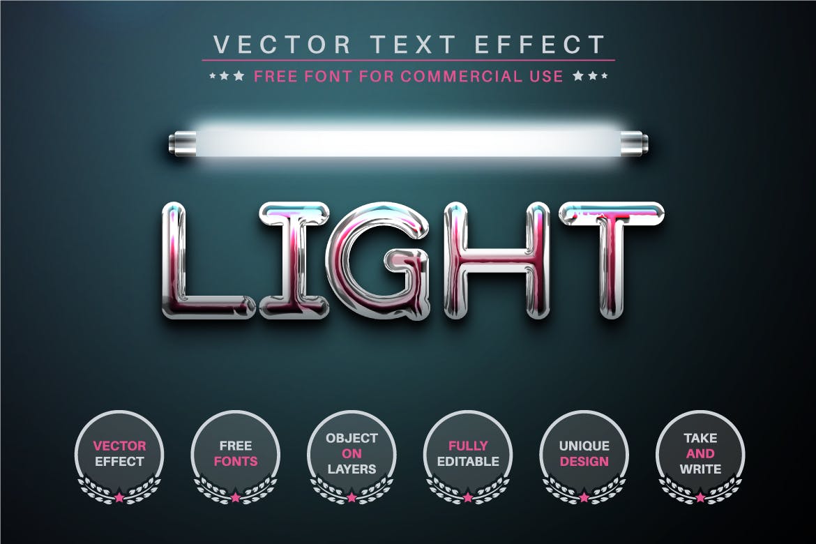 水晶灯管矢量文字效果字体样式 Super Light – Editable Text Effect, Font Style 插件预设 第3张